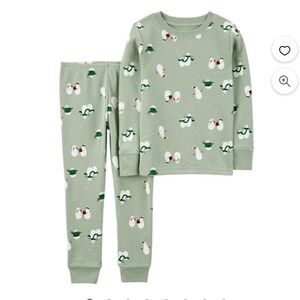 Carter's Christmas Pajamas Child of Mine Boys 2T Holiday Set 2 PC sage‎ green